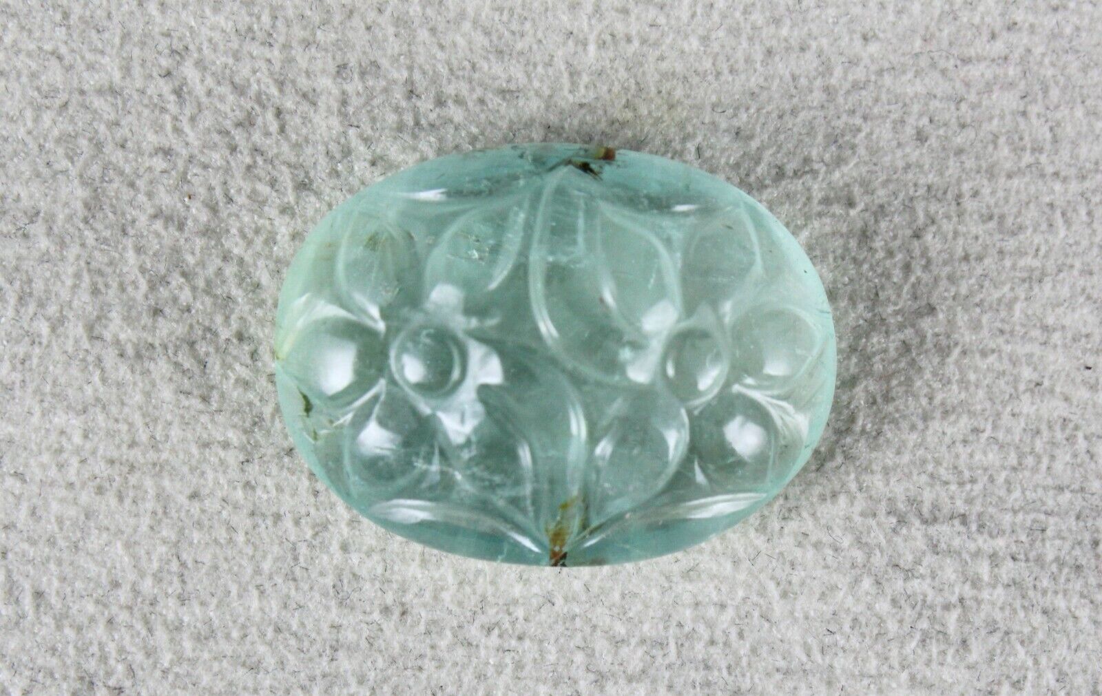 NATURAL BLUE AQUAMARINE CARVED OVAL 25.69 CTS GEMSTONE RING PENDANT DESIGNING
