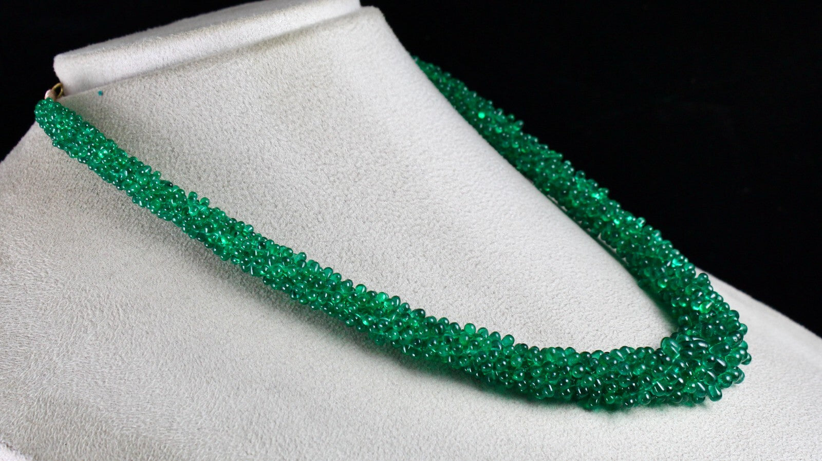 Certified Natural Zambia Emerald Teardrop 280 Ct Drilled Bead 18k Gold Necklace