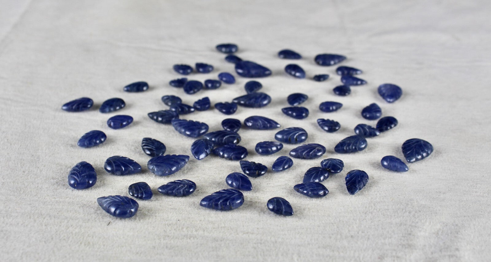 Certified Natural Unheated Burma Blue Sapphire 129ct Carved Leaves 64pc Gemstone