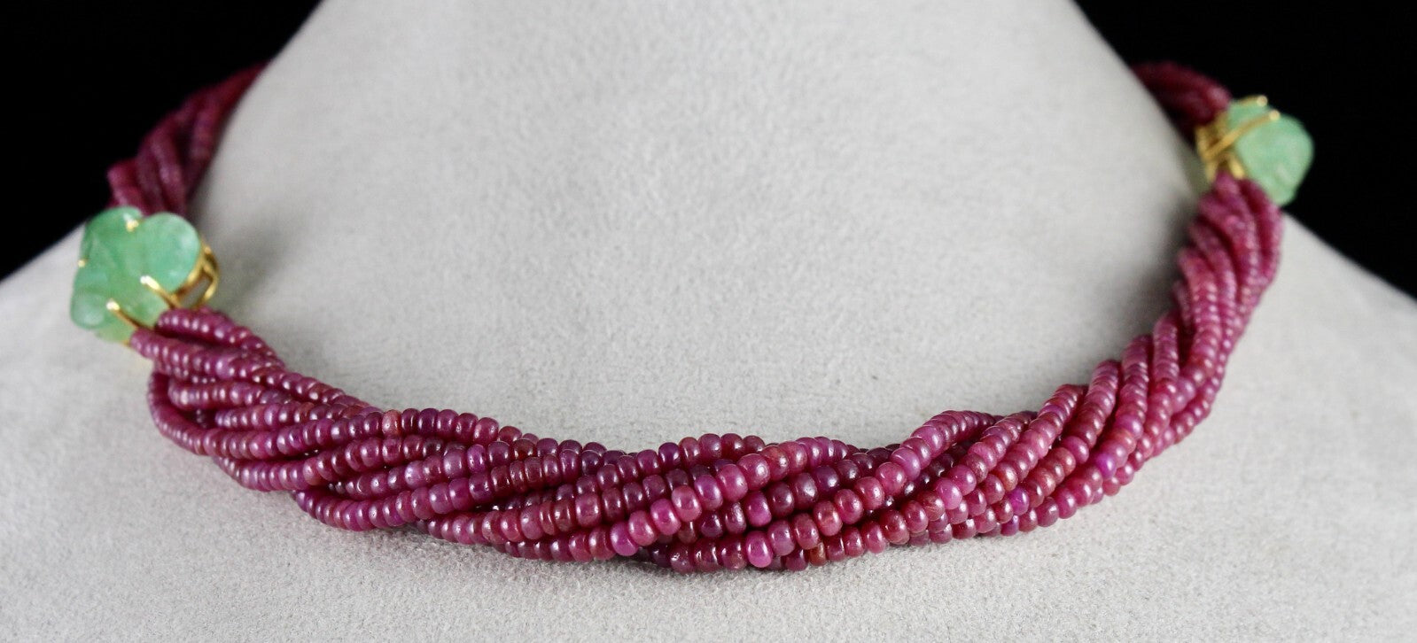 Certified Natural Ruby Beads 510 Ct Colombian Emerald Sterling Silver Necklace