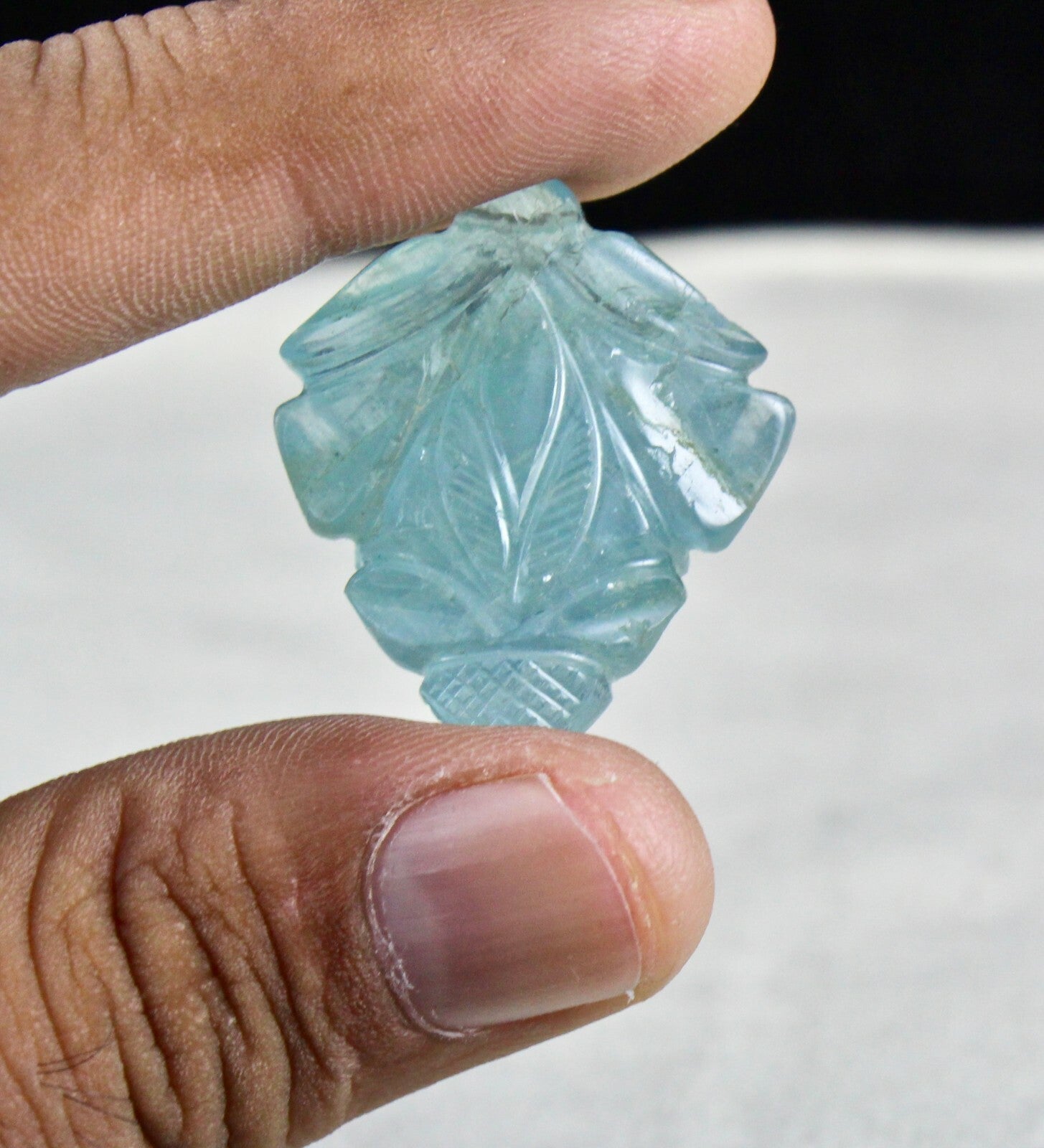 Certified Gtl Natural Blue Aquamarine Carved Pendant 49.71 Ct Design For Women