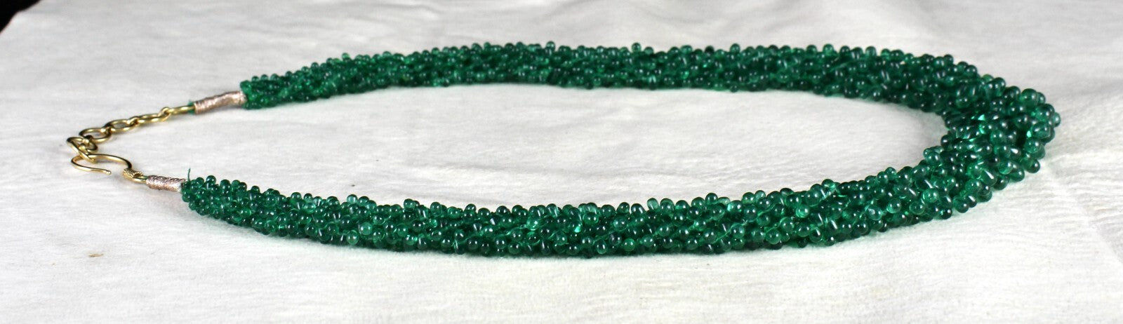 Certified Natural Zambia Emerald Teardrop 280 Ct Drilled Bead 18k Gold Necklace