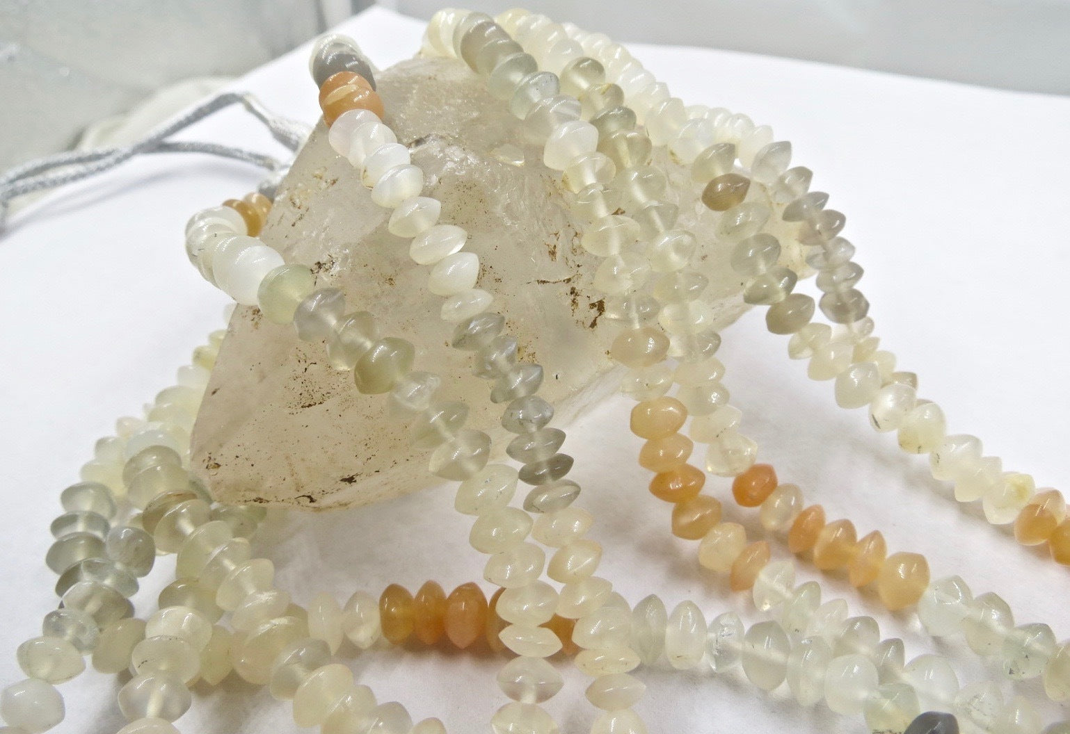 Natural Multi Moonstone Fashion Necklace 460 Ct Beads Round 5l For Women