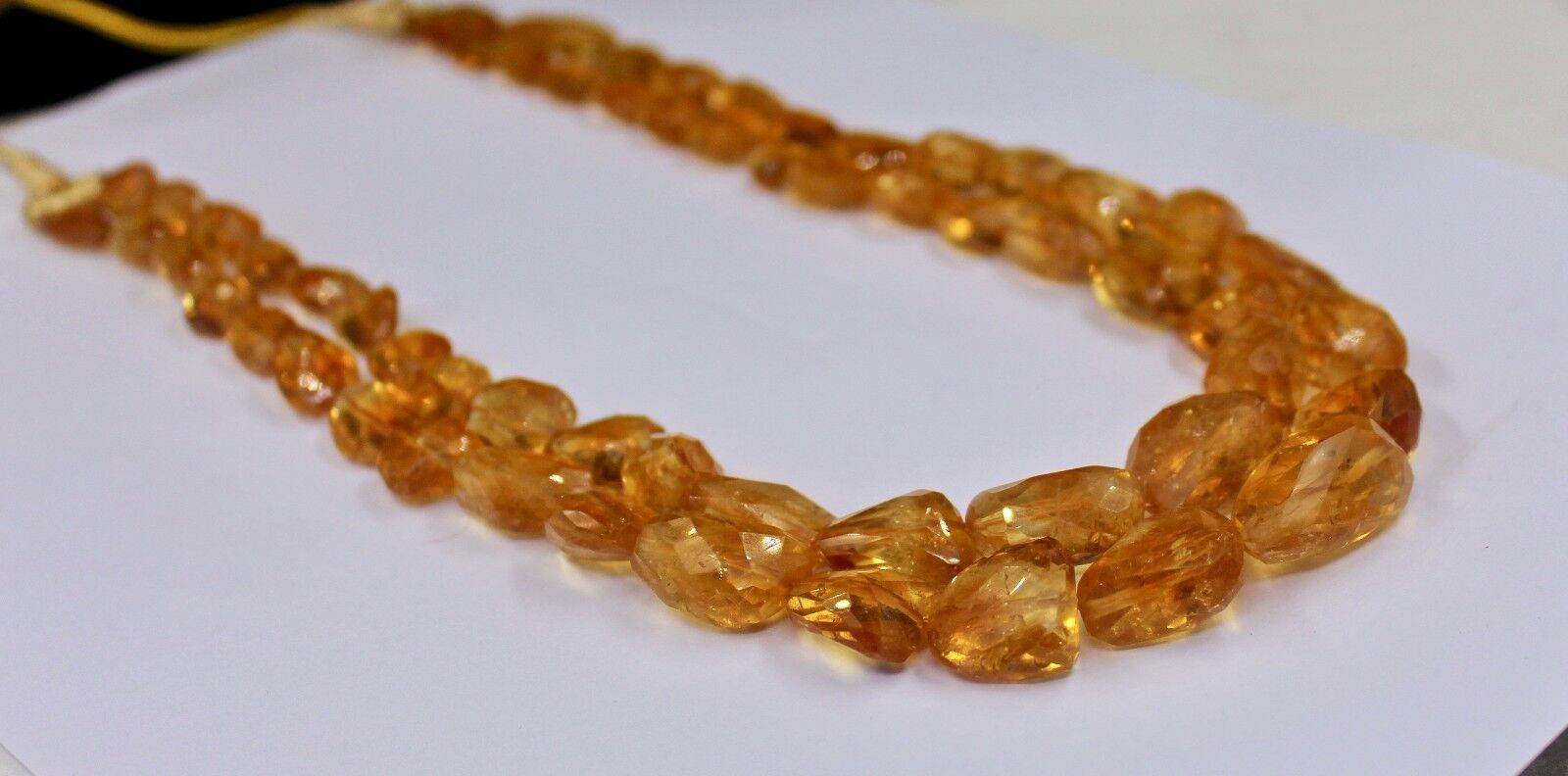Natural Yellow Citrine Beads Faceted Nugget 2 L 699 Ct Gemstone Fashion Necklace