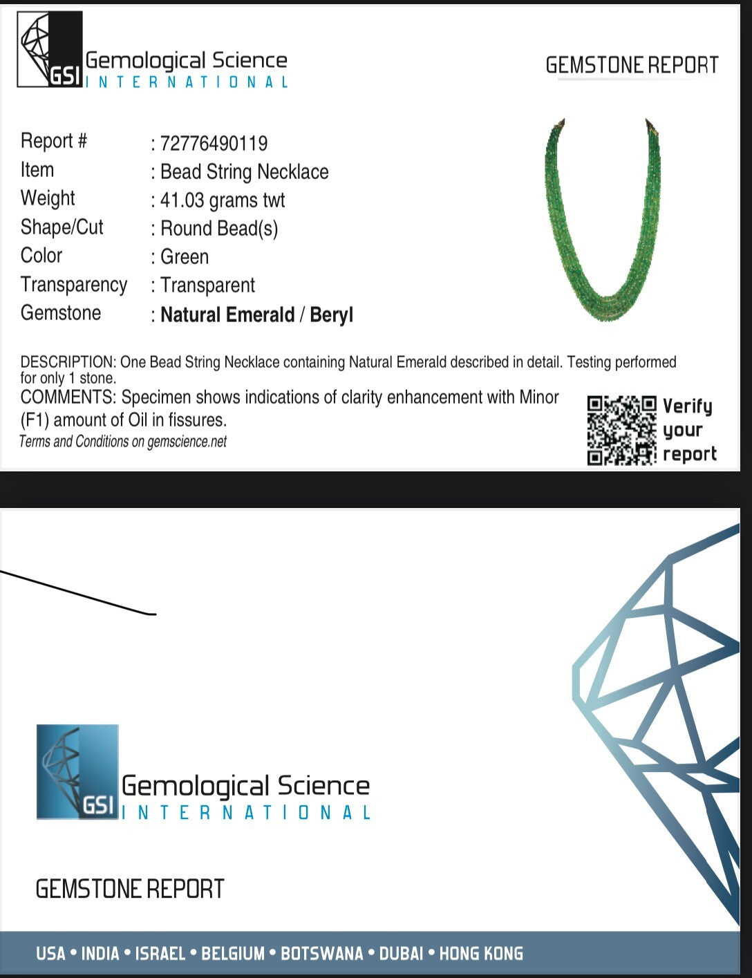 Certified Natural Emerald Beads Round 183ct Green Gemstone Necklace For Women