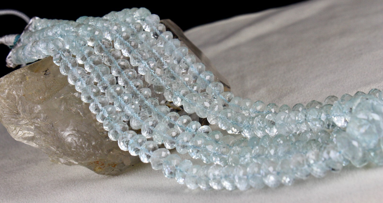 Certified Natural Blue Aquamarine 952 Ct Faceted Beads Gemstone Necklace Women