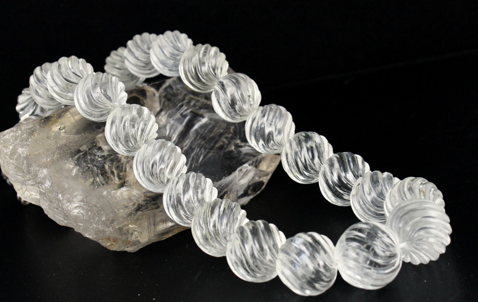 Natural Rock Crystal Quartz Round Beads Necklace 1116 Ct Gemstone For Women