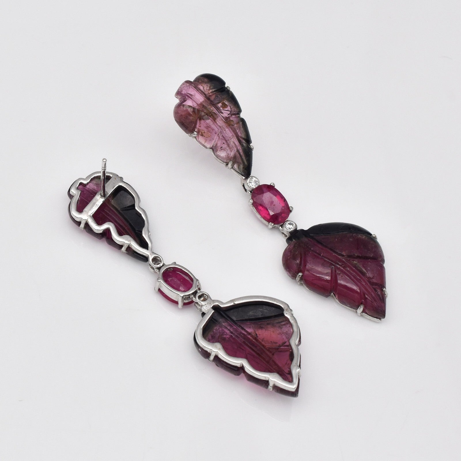 Certified Gemstone 10ct Tourmaline Ruby Mossianite Sterling Silver Earrings