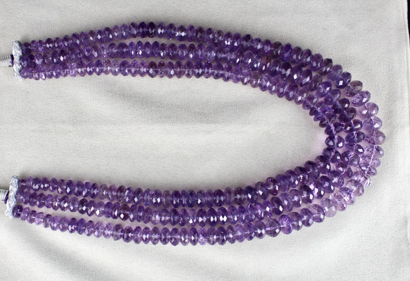 Certified Natural Brazilian Amethyst 1643 Ct Faceted Beads Gemstone Necklace