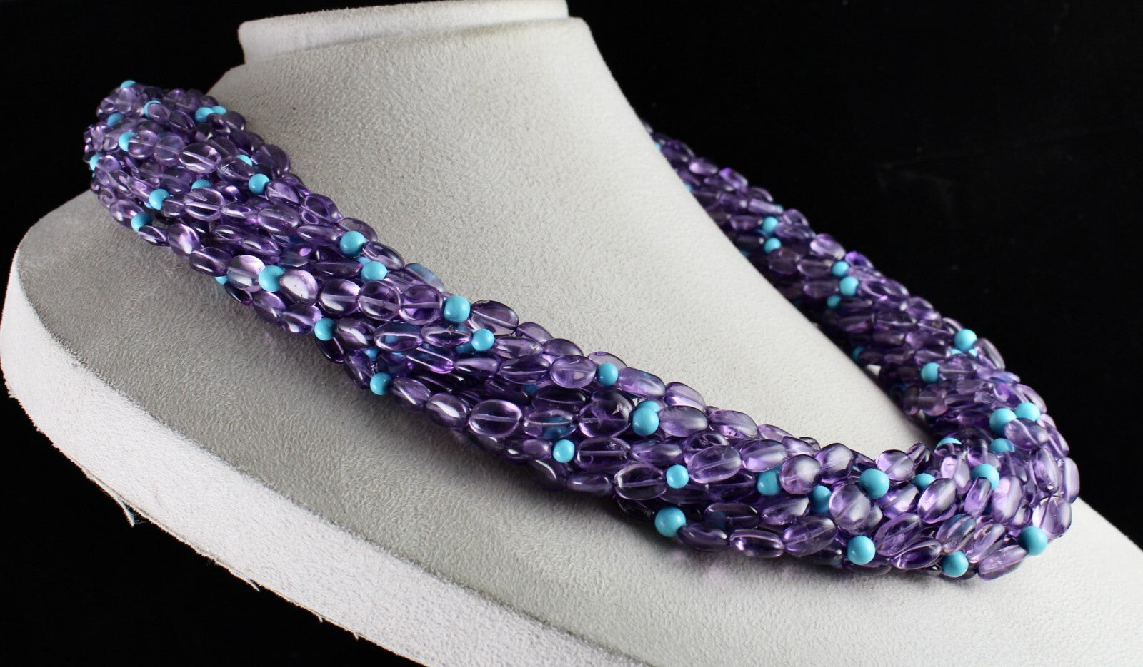 Certified Natural Amethyst 1840ct Turquoise Beads Fashion Necklace For Women