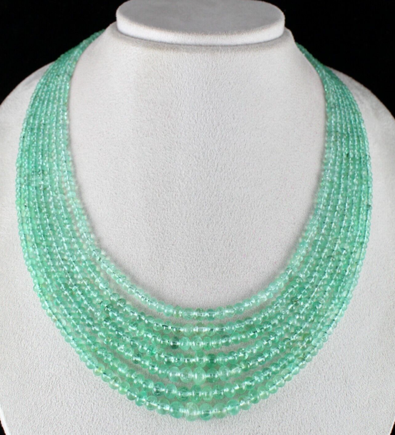 Certified Natural Emerald Beads Necklace 497 Ct Colombian Mines Round 7 L