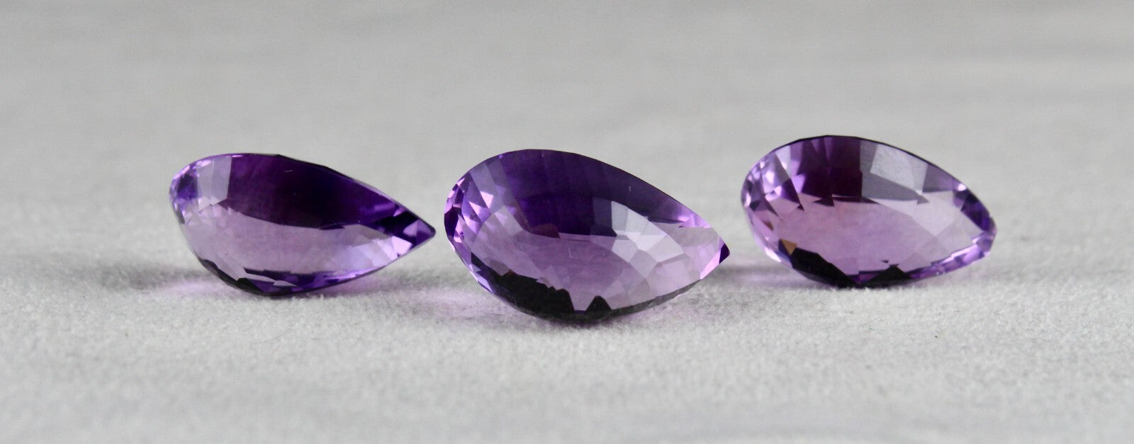 Natural Amethyst Pear Cut Gems 3 Pc 51.18 Ct For Earring Pendant Designing