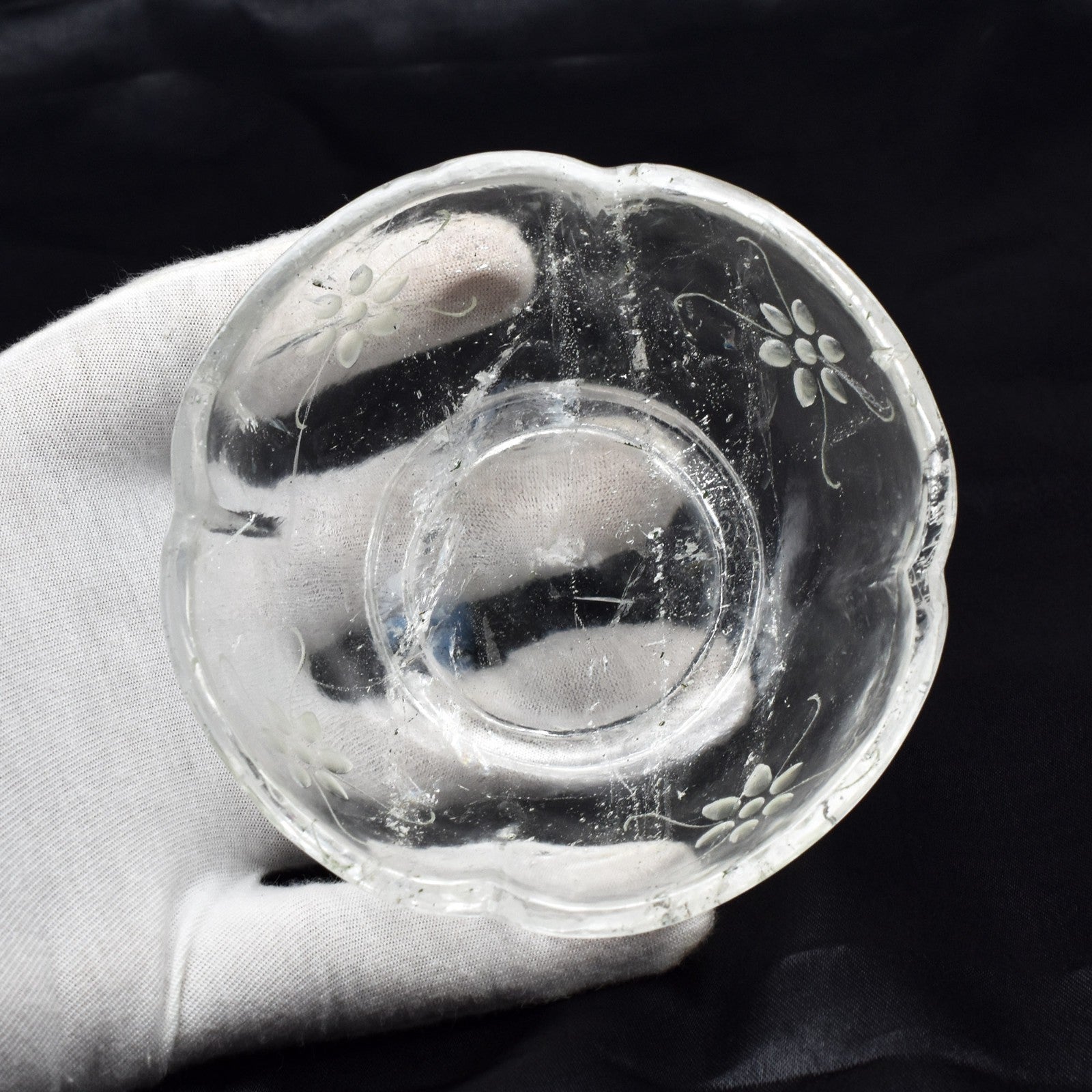 Certified Natural Rock Crystal Quartz 975 Ct Engraved White Gemstone Bowl Decor