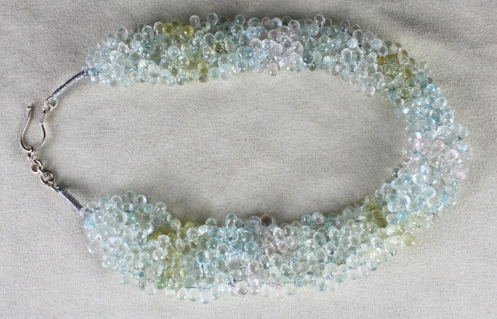 Natural Multi Aquamarine Beads Drops Faceted 5 L 776 Ct Gemstone Fine Necklace