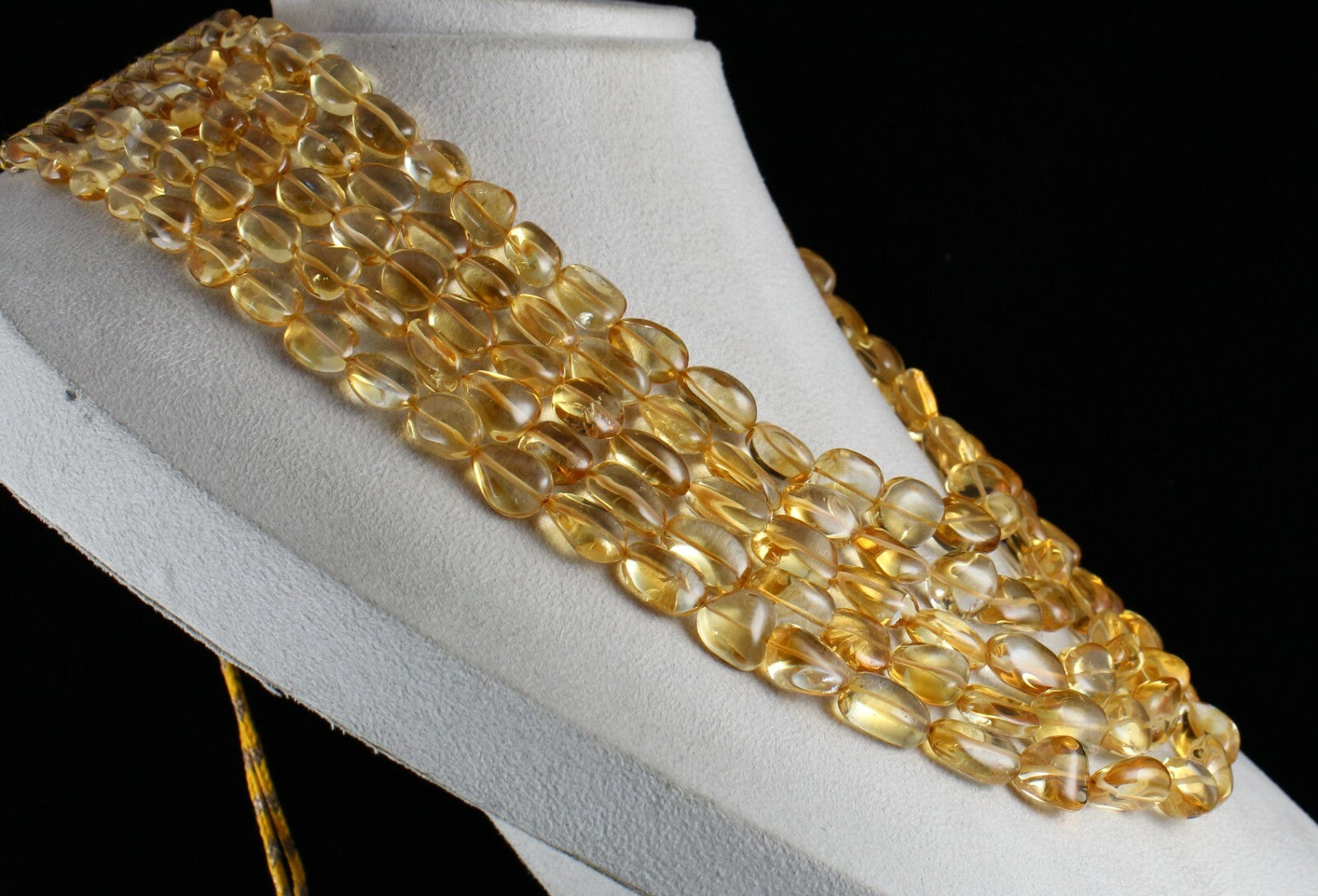 Certified Natural Yellow Citrine Beads Tumble Gemstone Necklace 5 L 1405 Ct