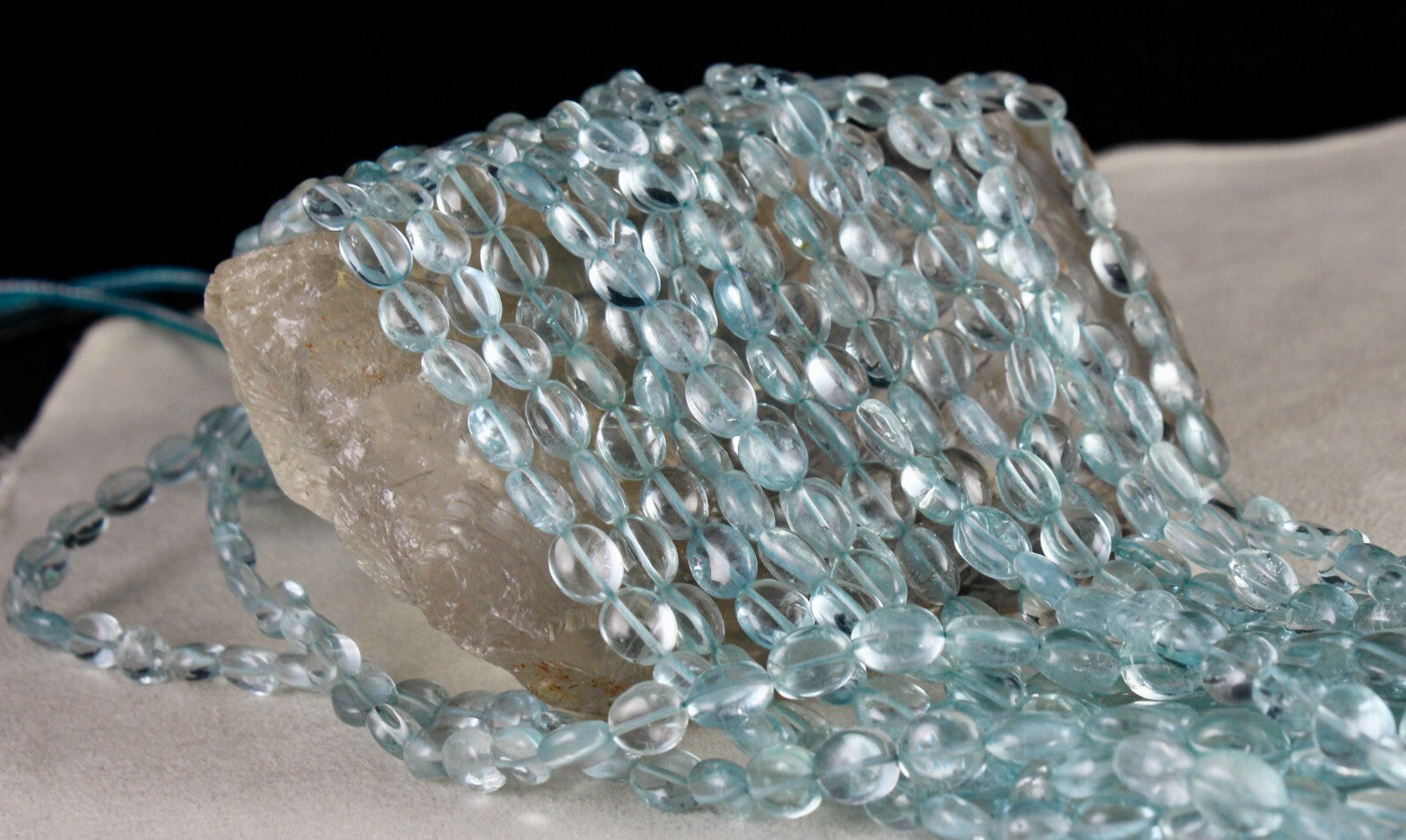 Certified Natural Aquamarine Beads Necklace 8l 965 Ct Blue Gemstone Important