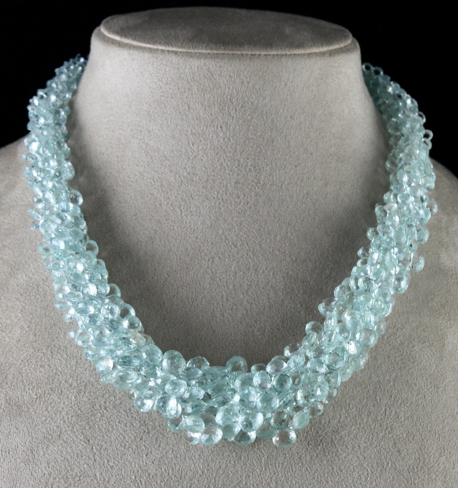 Certified Natural Aquamarine 647 Ct Teardrop Sterling Silver Statement Necklace