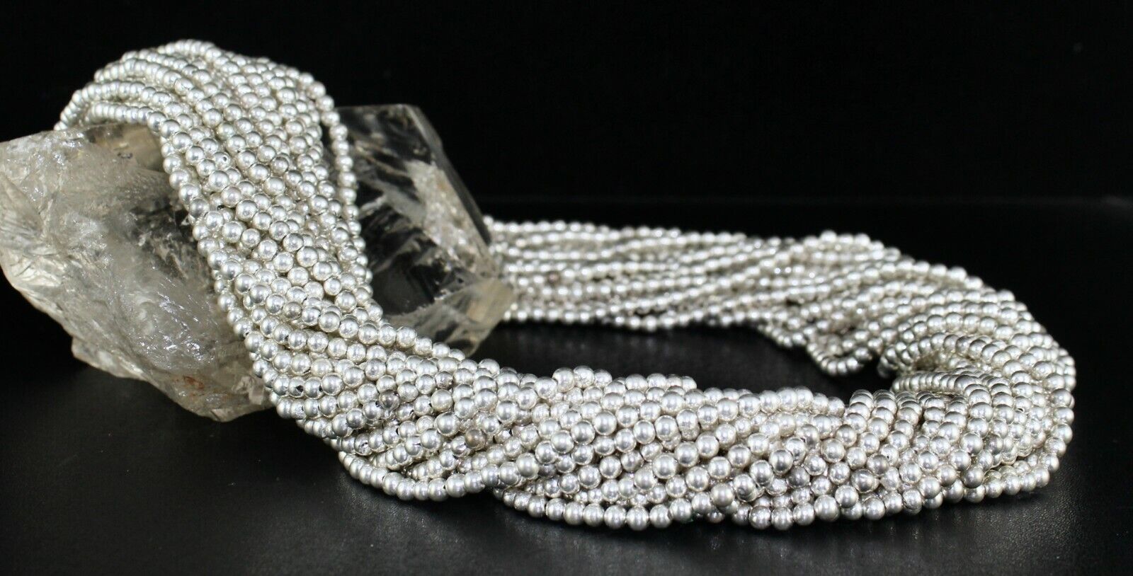 ANTIQUE OLD 925 STERLING SILVER ROUND BEADS BUNCH 705 CARATS DESIGNER NECKLACE