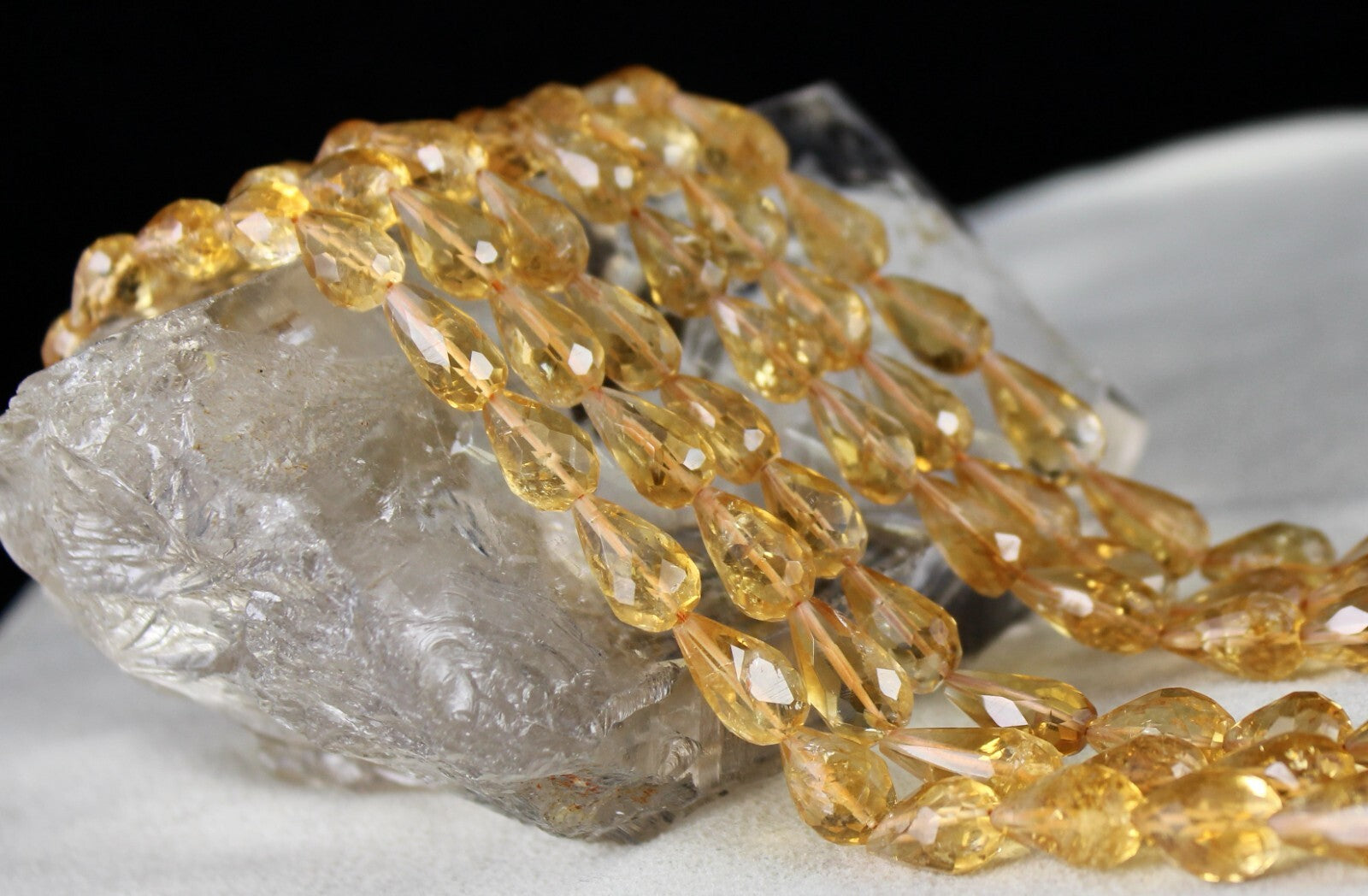 Natural Citrine Beads Faceted Tear Drops 442 Ct Fashion Necklace Set