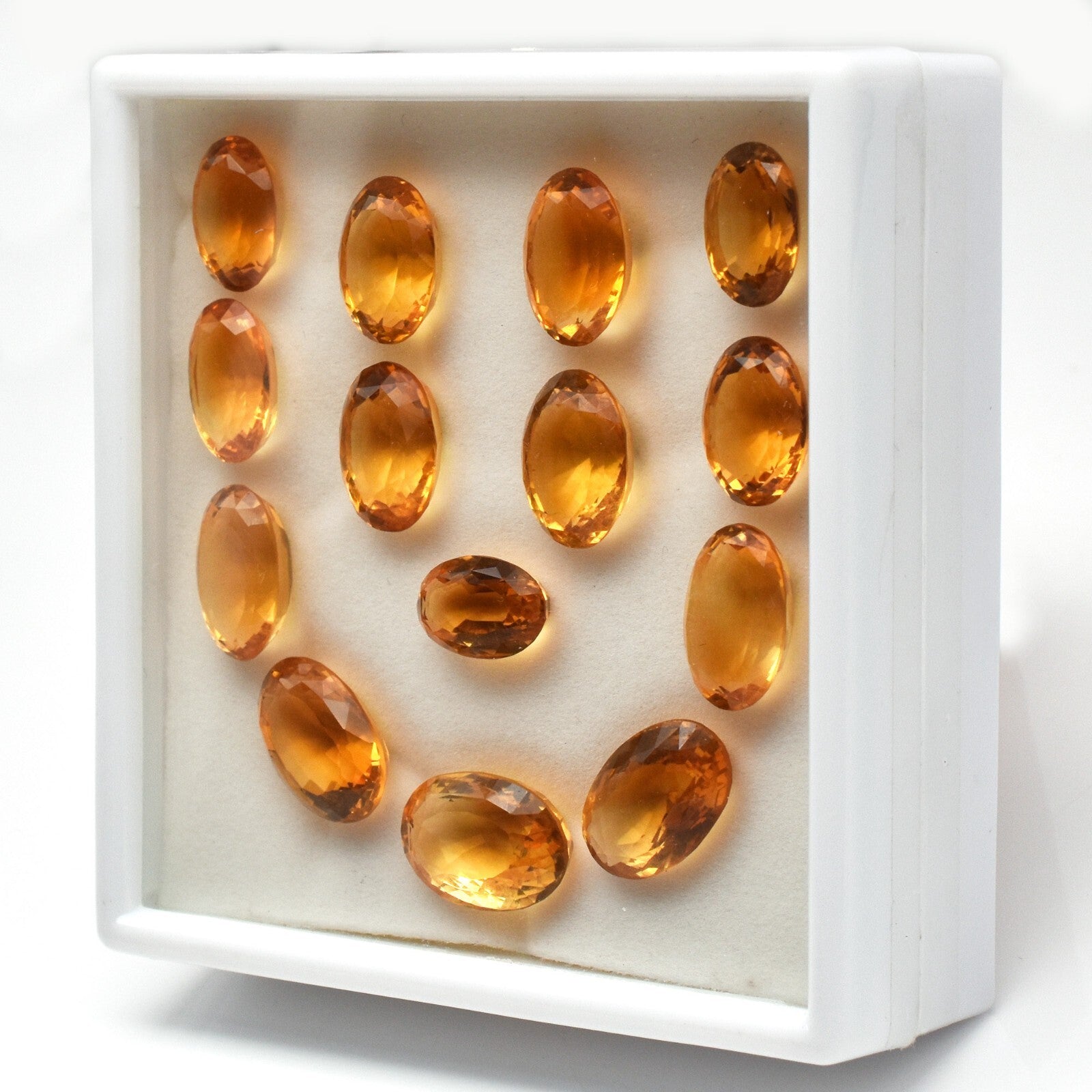 Certified Natural Yellow Citrine Oval Cut 14 Pc 138.50 Ct Gemstone Set Necklace