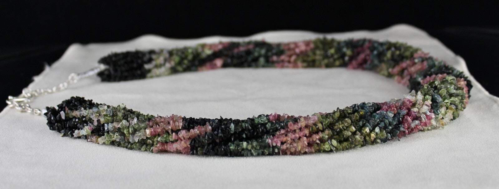 Natural Multi Tourmaline 1438 Ct Beads Sterling Silver Necklace Uncut 20 Line