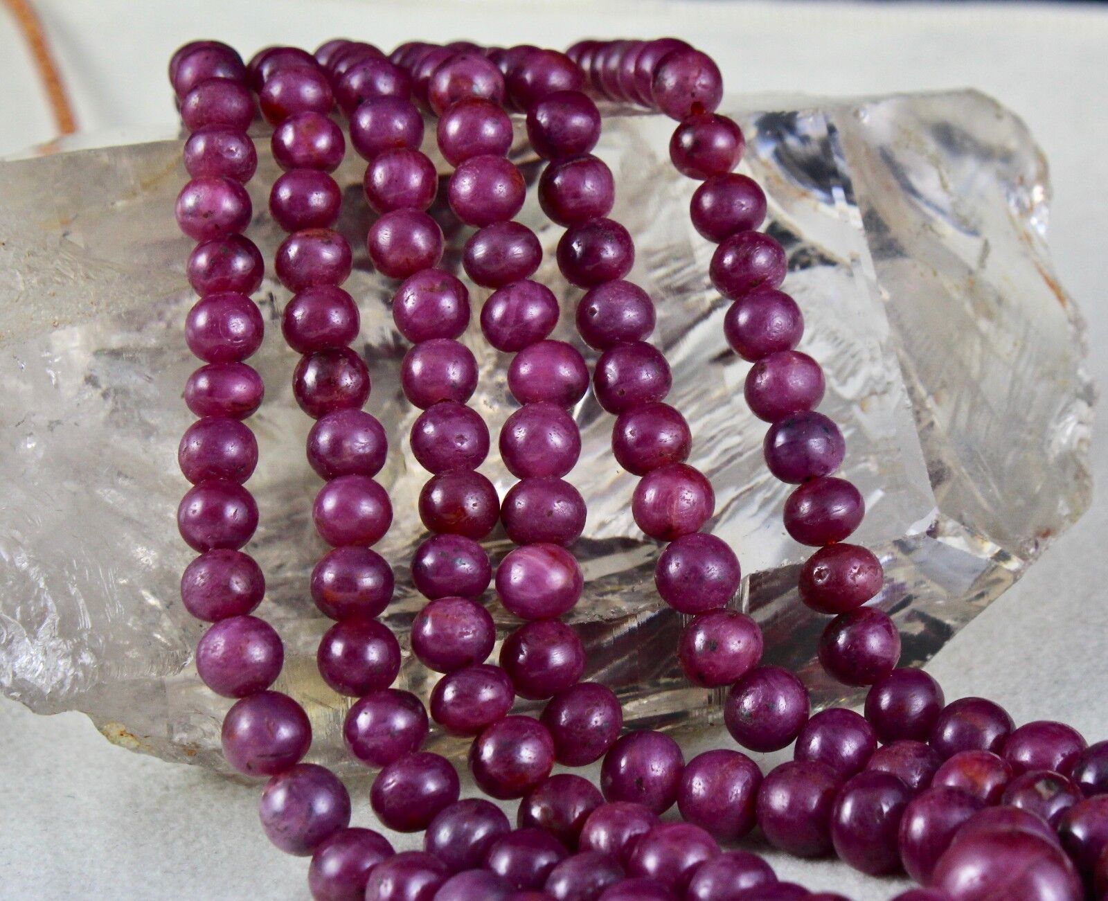 NATURAL UNTREATED RUBY BEADS ROUND 3 LINE 712 CARATS GEMSTONE FASHION NECKLACE