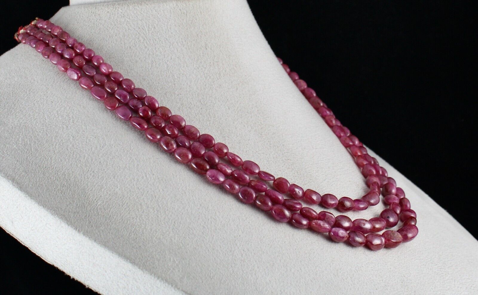 Certified Natural Ruby Beads 3 L 417 Cts Long Cabochon Gemstone Fashion Necklace
