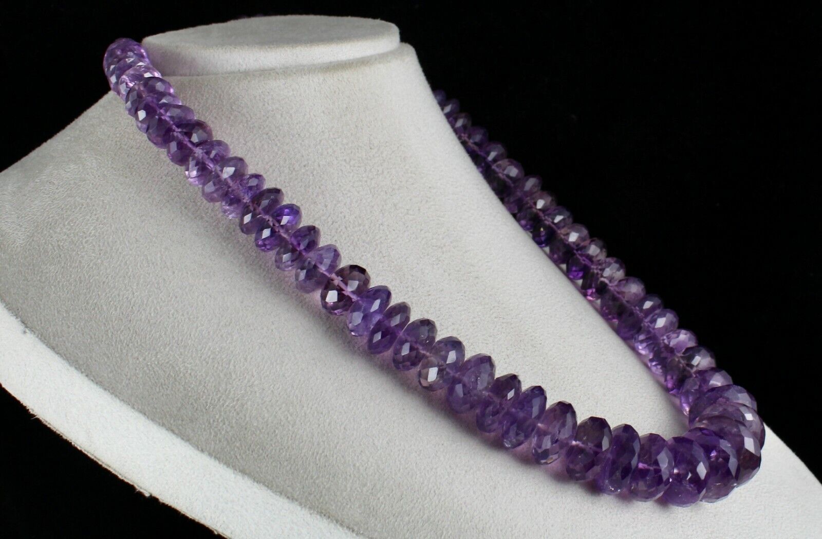 Natural Brazilian Amethyst Beads Faceted Round 1220 Cts Gemstone Silver Necklace