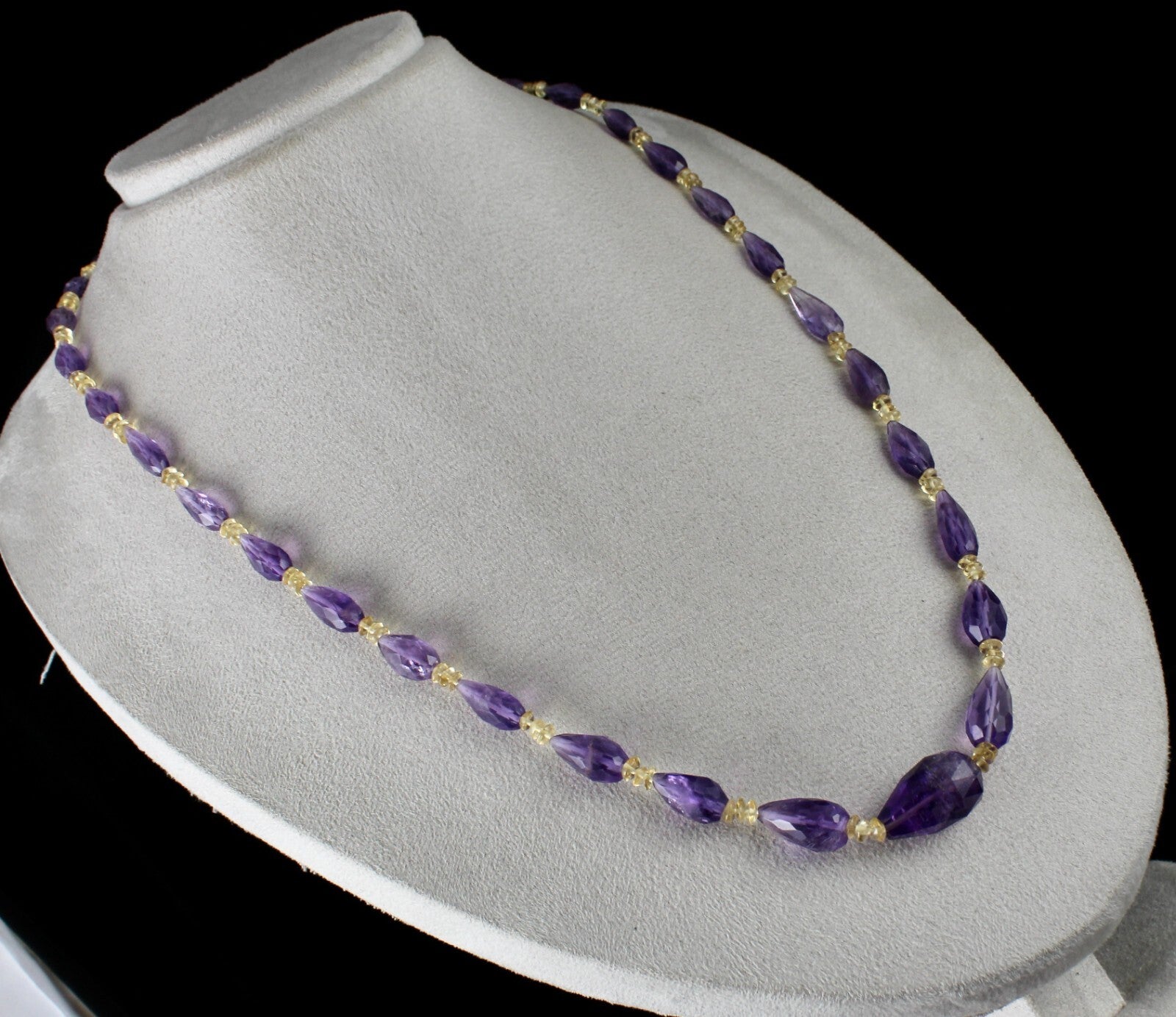 Natural Citrine Amethyst Faceted Pear 232ct Gemstone Fashion Necklace