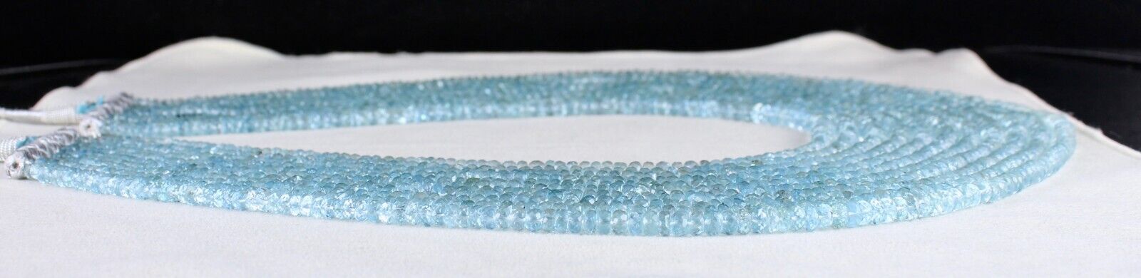 Certified Natural Blue Aquamarine Beads Faceted Round 11L 1164 Ct Stone Necklace