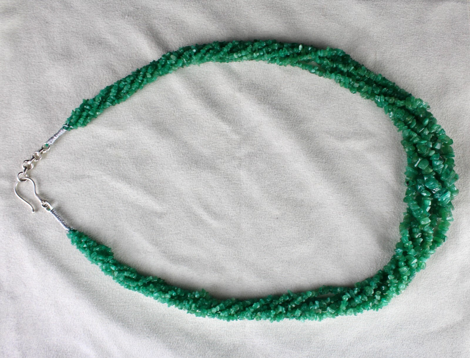 Certified Natural Colombian Emerald Beads Necklace 442 Ct Sterling Silver