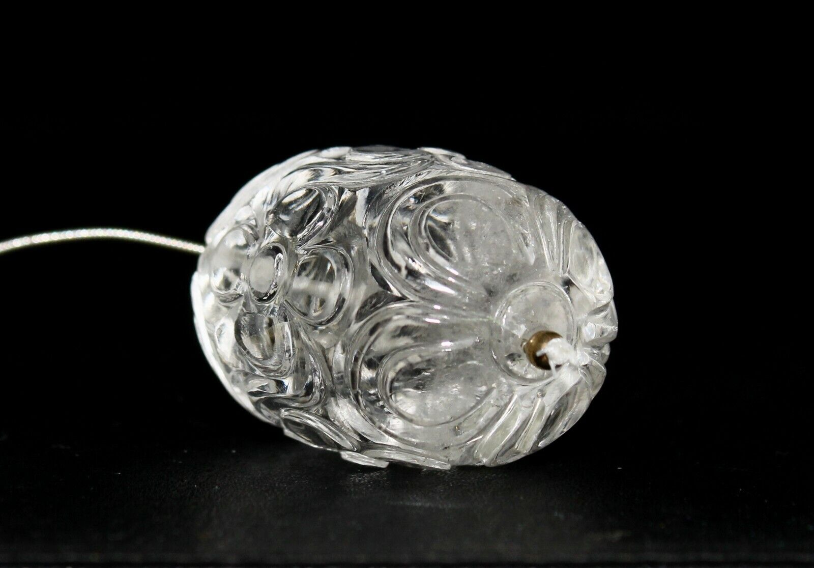 NATURAL WHITE ROCK CRYSTAL QUARTZ BEADS CARVED LONG 1 PCS 266 CARATS GEMSTONE