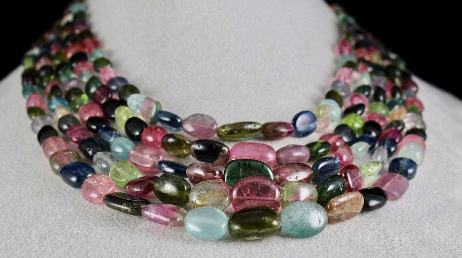 Natural Multi Tourmaline Aquamarine Beaded Party Necklace 941 Carats Gemstone