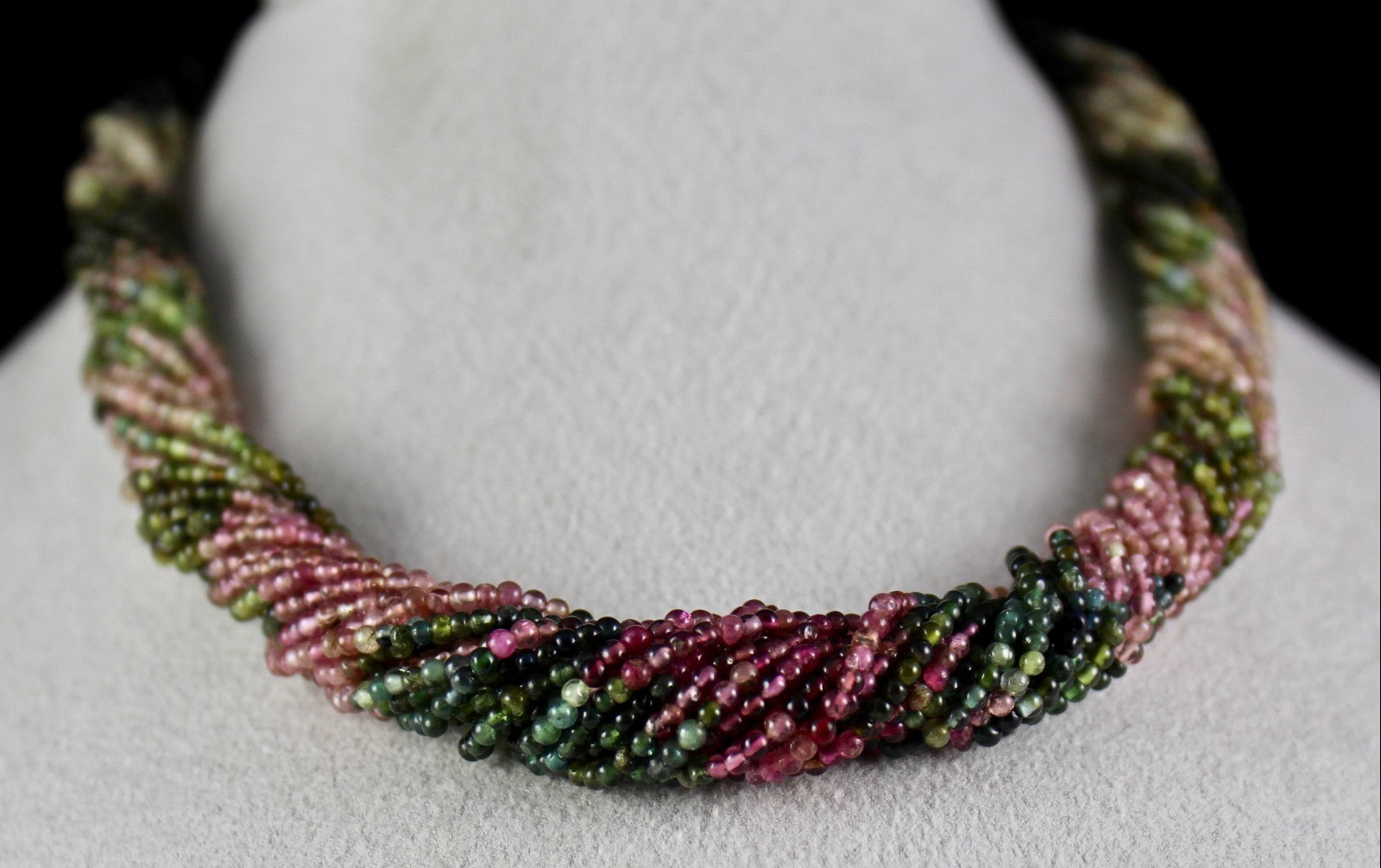 Natural Multi Colour Tourmaline Beads Necklace 925 Sterling Silver Hook