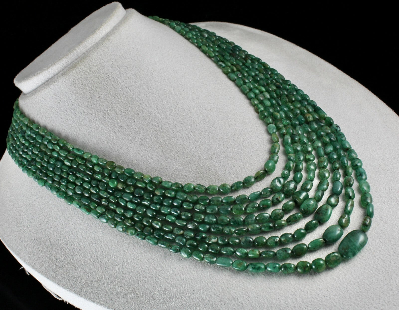 Certified Natural Emerald Beads Necklace 560 Ct Vintage Gemstone String Women