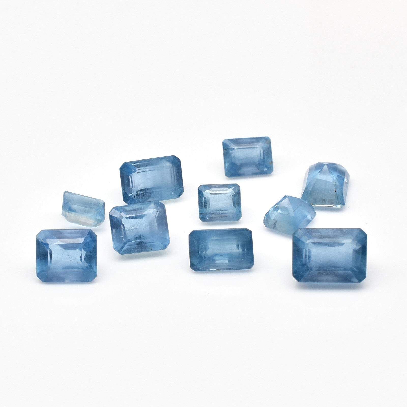 Certified Natural Blue Aquamarine Octagon Cut 10 Pc 10.04 Ct Loose Gemstone Set