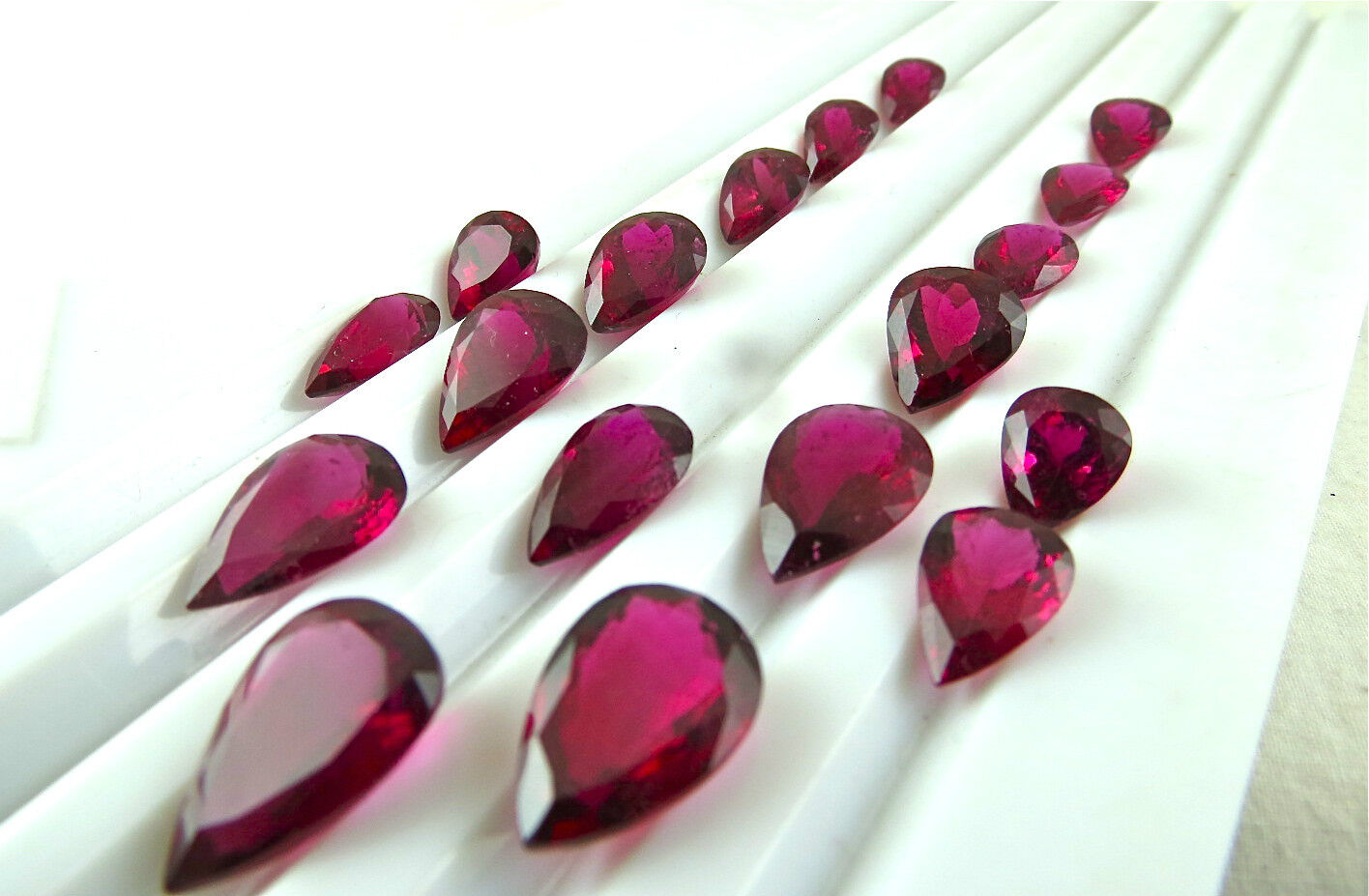 Natural Rubellite Pink Tourmaline Pear Cut 18 Pc 61.20 Ct Loose Gemstone Set