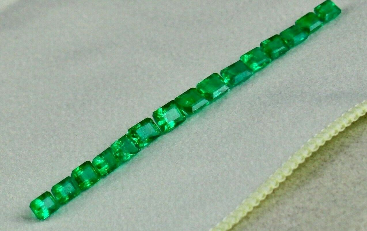 Certified Natural Emerald Octagon 15 Pc 8.52 Ct Gemstone Bracelet Set