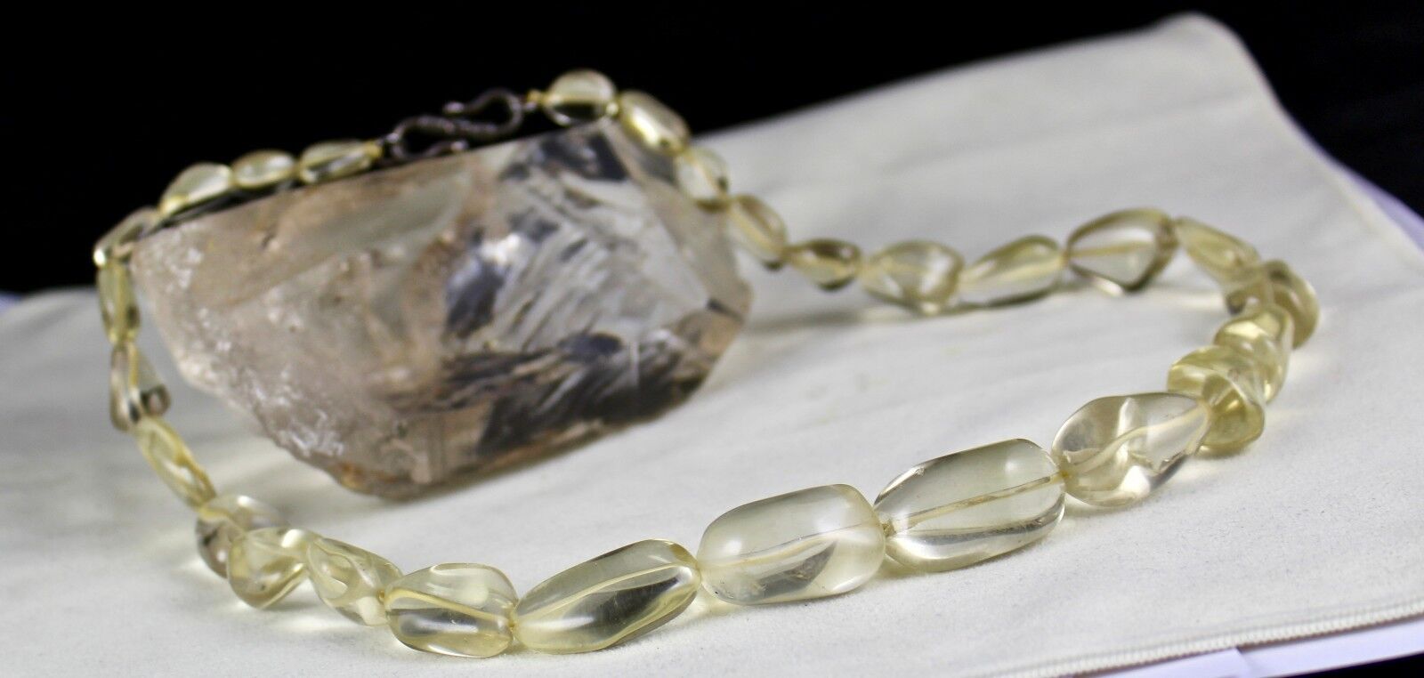 NATURAL LEMON QUARTZ TUMBLE SEMI PRECIOUS BEADS 1 L 580 CARATS GEMSTONE NECKLACE