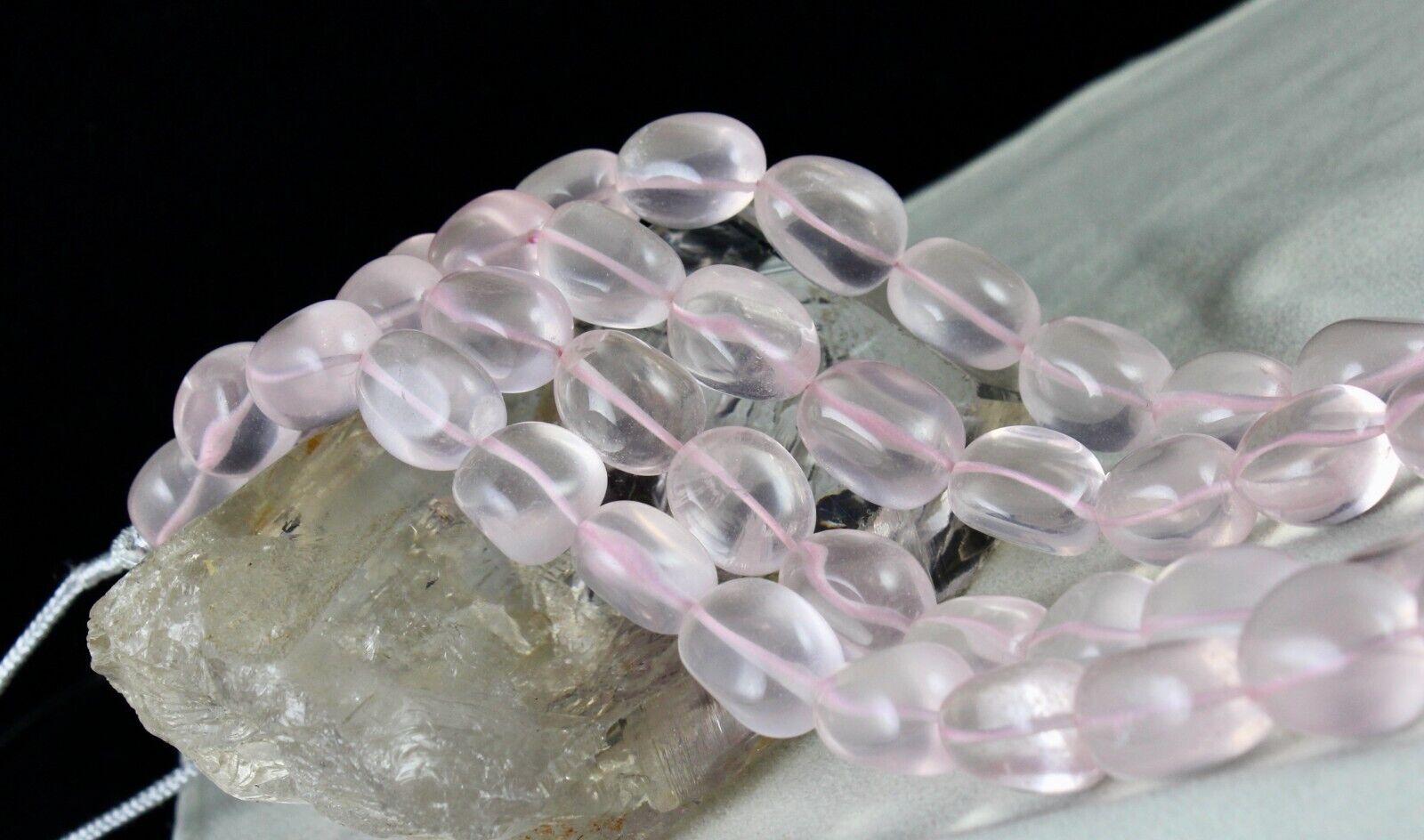 Fine Natural Rose Quartz Beads Nugget 2 L 1181 Ct Gemstone Fashion Pink Necklace