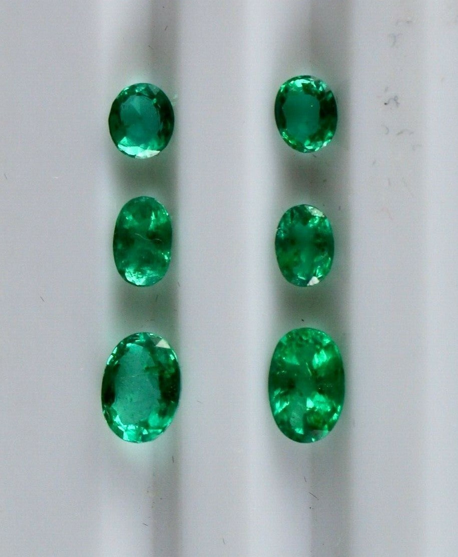 Natural Zambia Emerald 6 Pcs 3.08 Cts Oval Cut Loose Gemstone Certified Earrings