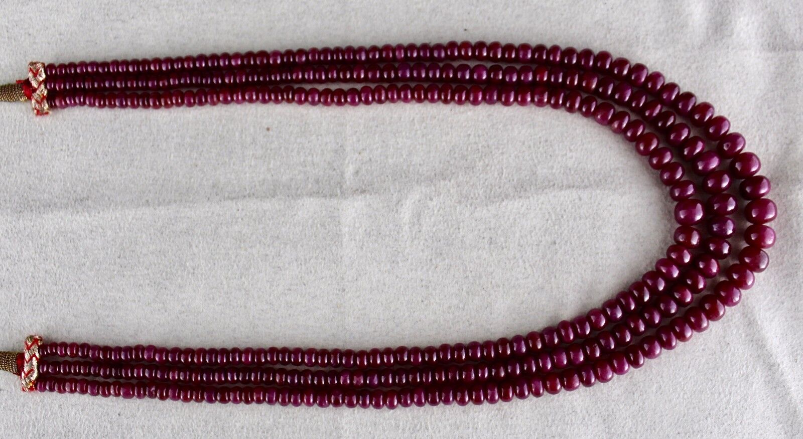 NATURAL UNTREATED RUBY BEADS ROUND 3 LINE 602 CARATS GEMSTONE LADIES NECKLACE