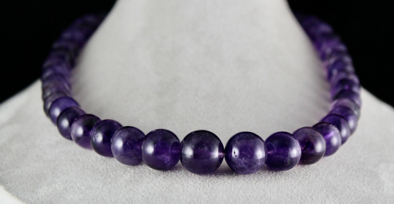 Natural Amethyst Beaded Necklace 1 Line 846 Carats Big Round Gemstone Strings