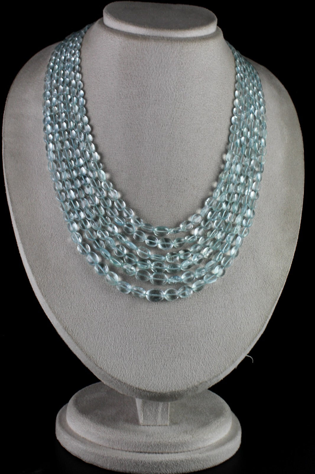 Certified Natural Aquamarine 603 Ct Beads Blue Gemstone Necklace For Women