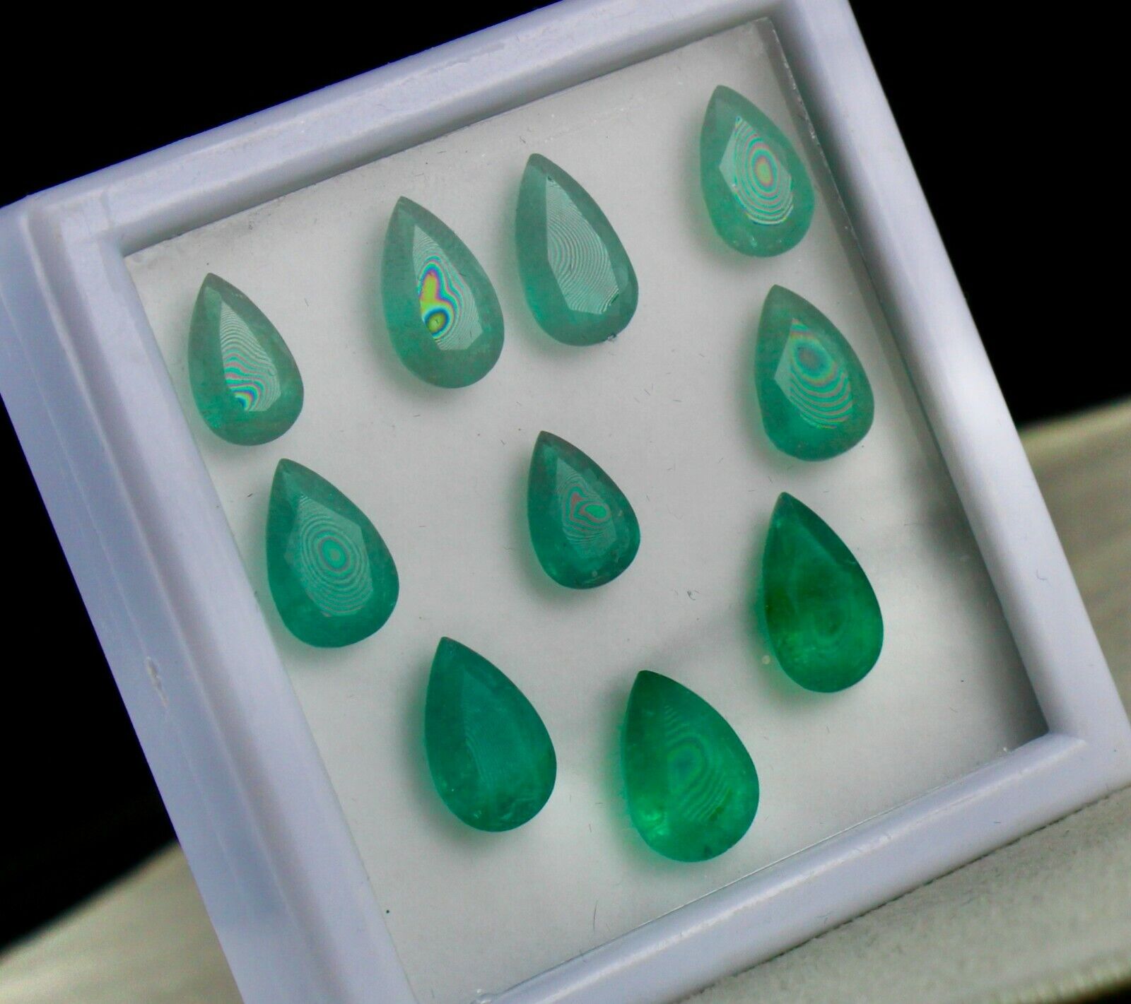 NATURAL ZAMBIA EMERALD PEAR CUT 10 PCS 27.31 CTS LOOSE GEMSTONE RING EARRING SET