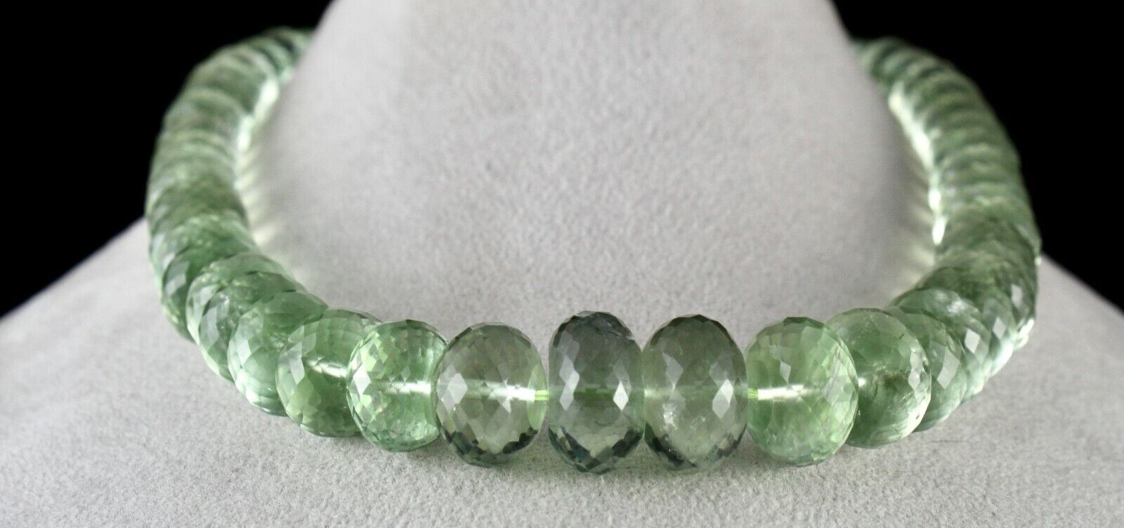 Natural Green Amethyst Beads Faceted Round 867 Ct Gemstone Statement Necklace