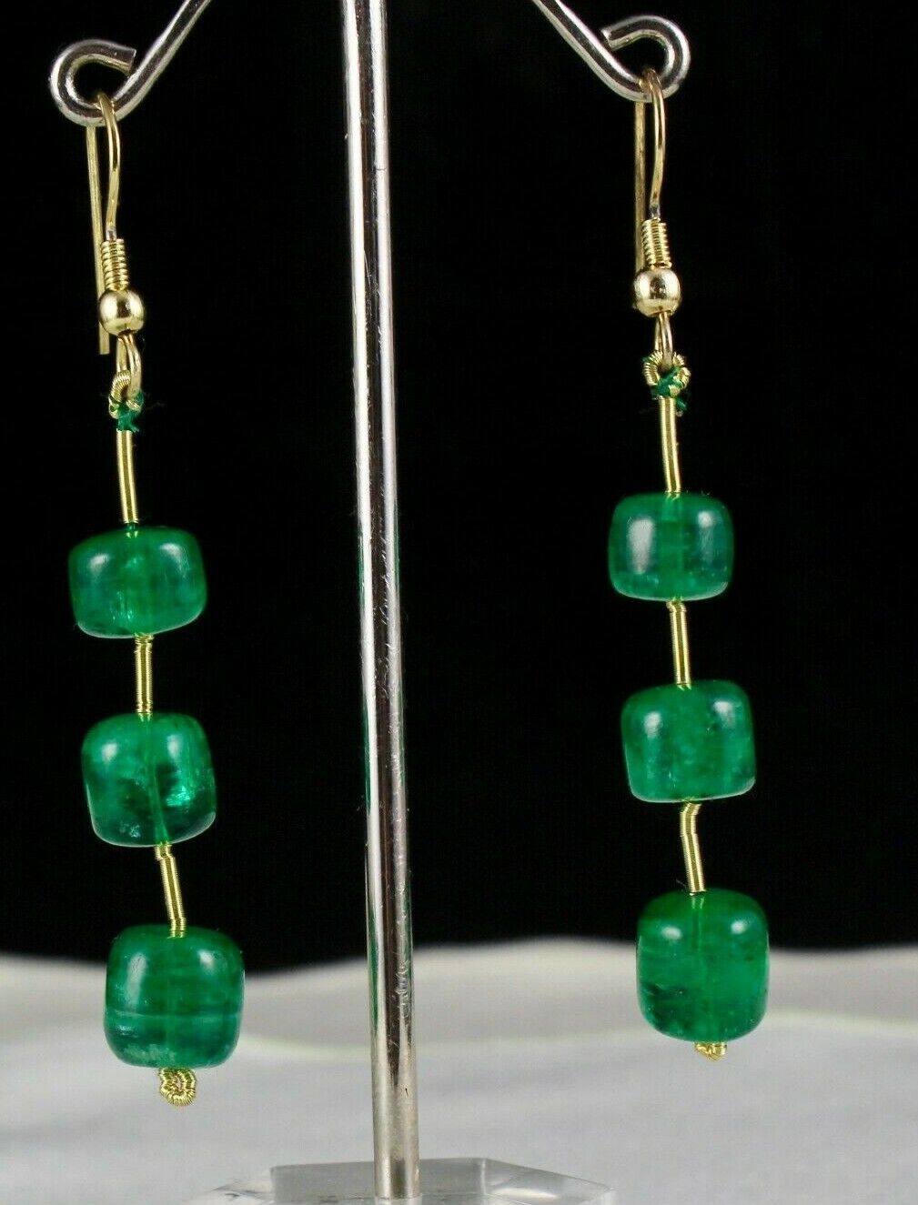 Natural Zambia Emerald Drilled Beads 6 Pc 31.80 Ct Top Green Gemstone Earring