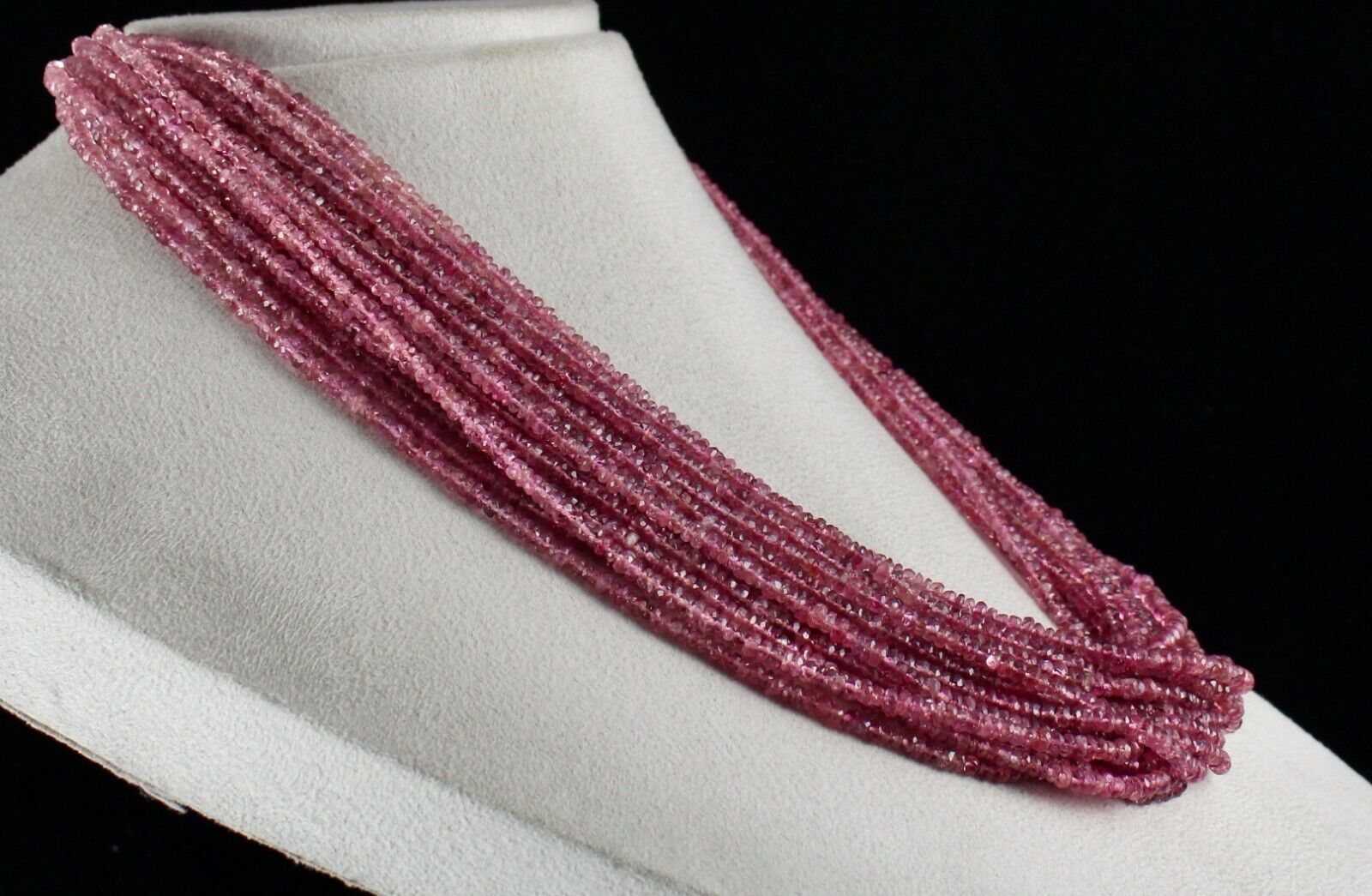 Natural Pink Tourmaline Beaded Necklace 917 Carats Faceted Gemstone Silver Clasp