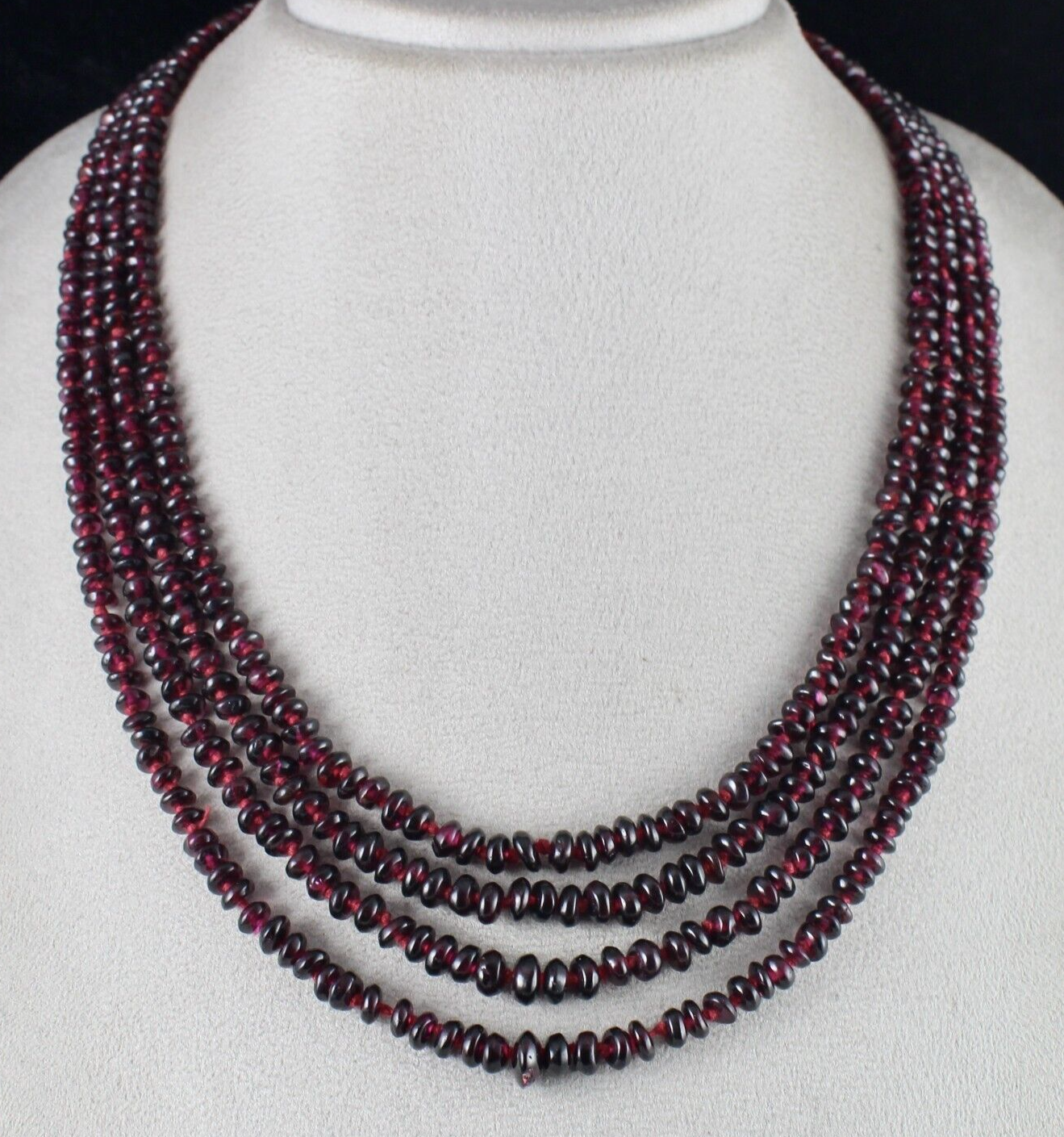 Natural Garnet Beads Necklace 575ct Semi Precious Gemstone 4-line Design