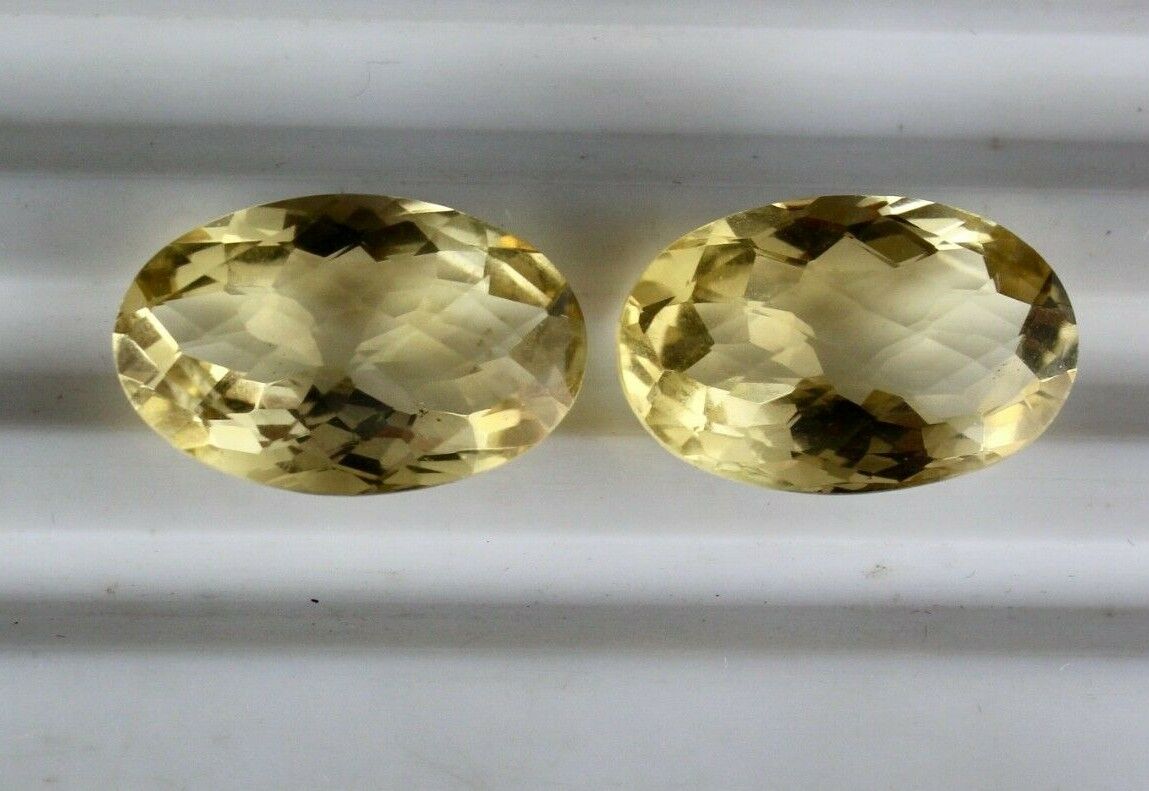 Natural Yellow Citrine Oval Pair 2 Pcs 24.74 Carats Loose Gemstone For Earring